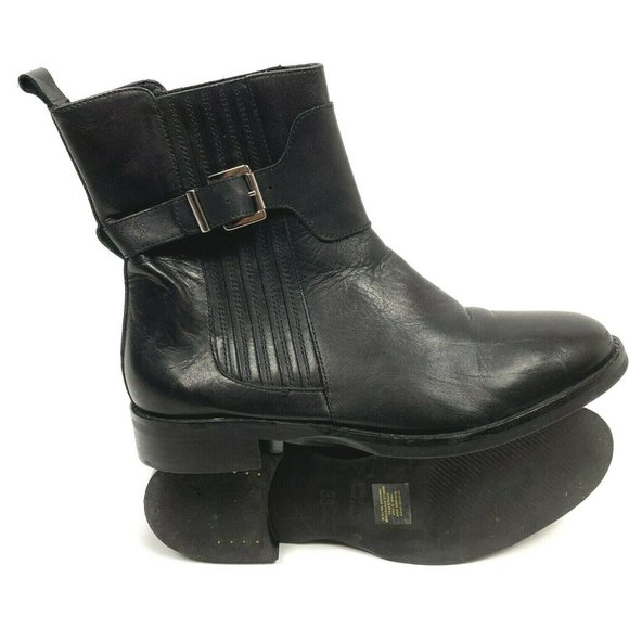 Stelle Monelle Chelsea Buckled Black Leather Ankle Boot Size 39 eu 9 us